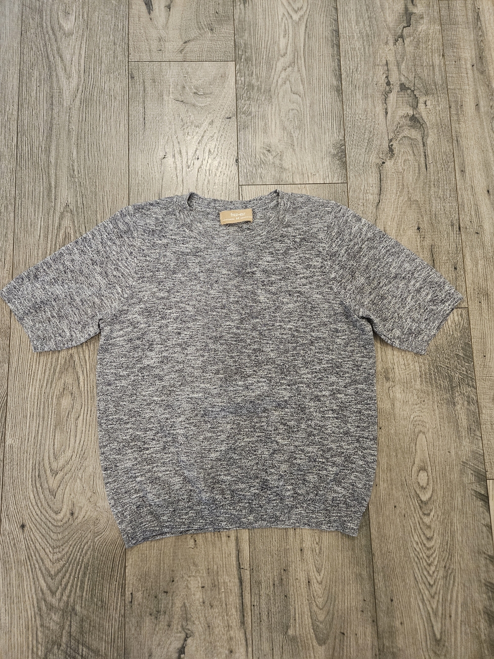 Free People Free-est Heathered Gray Cotton, Linen Short-Sleeve Crew Sweater S/P